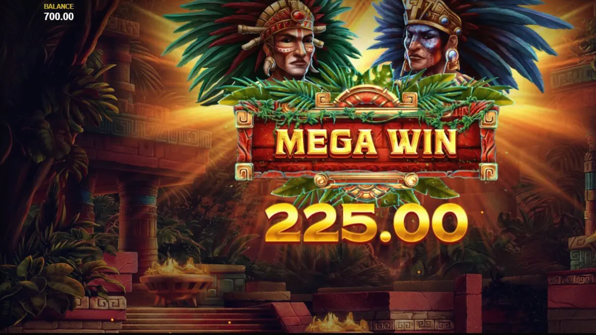 Pemandangan hutan kuno dan reruntuhan Aztec dalam permainan slot Aztec Tribute