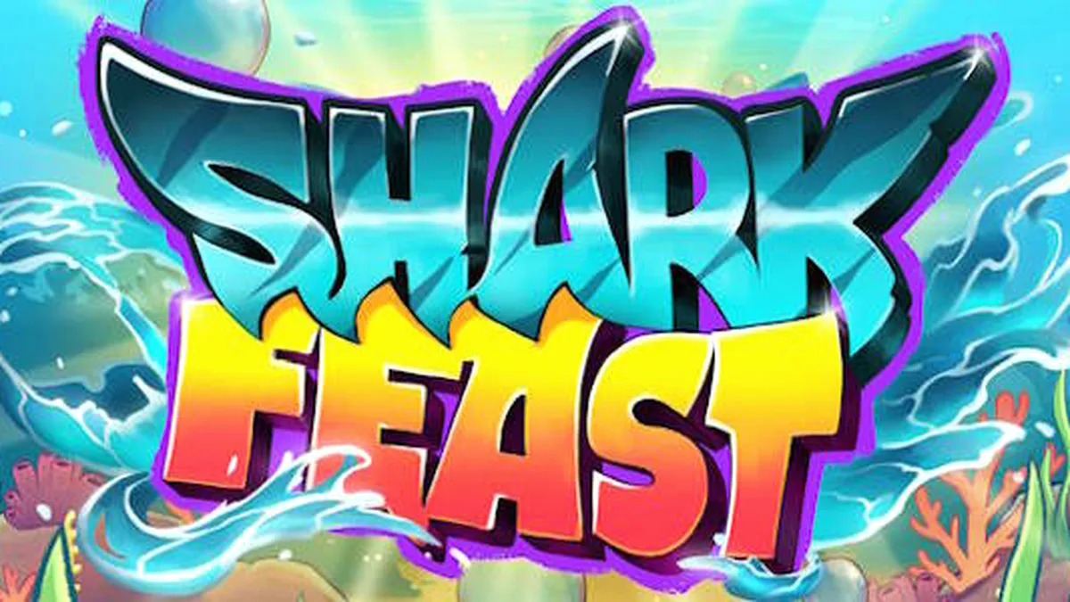 Pemandangan bawah laut yang penuh warna dan intens dalam permainan slot Shark Feast